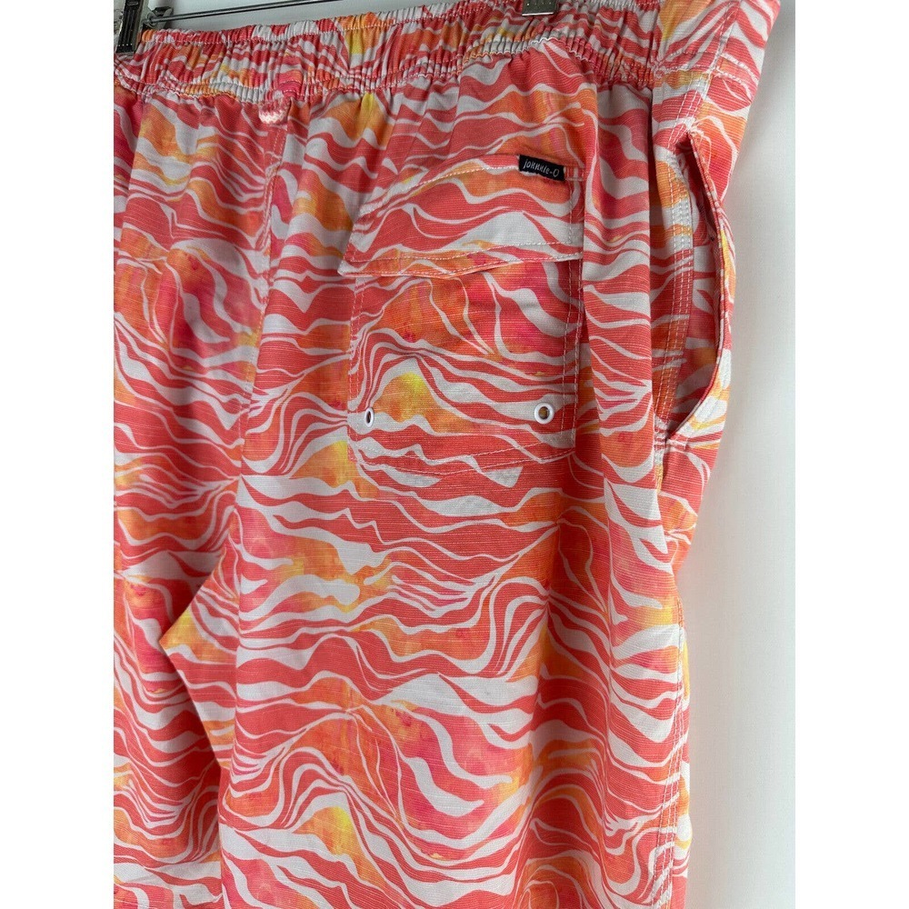 ✨2/$20 Johnnie-O Walpole Wave Print Half Elastic Swim Trunks Coral Reef Mens XXL - Picture 4 of 12